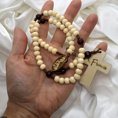 Personalized Wooden Name Rosary – Engraved Custom Rosary for Christening, First Communion & Confirmation | 5, 6 or 7 Decades