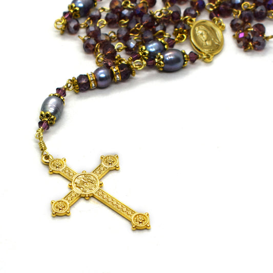 Amethyst Purple AB Swarovski Crystal Rosary 💜 Handmade Catholic Rosary – Wedding & Confirmation Gift