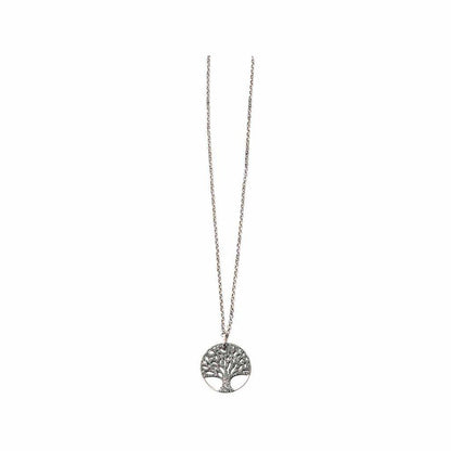 Sterling Silver 925 Glitter Tree of Life Pendant Ø24mm | Italian Necklace, Minimalist Jewelry