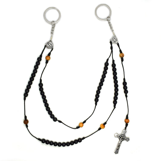 🕊️ St. Benedict Belt Habit Rosary – Handmade Olive Wood 5 Decades Rosary – Catholic Gift