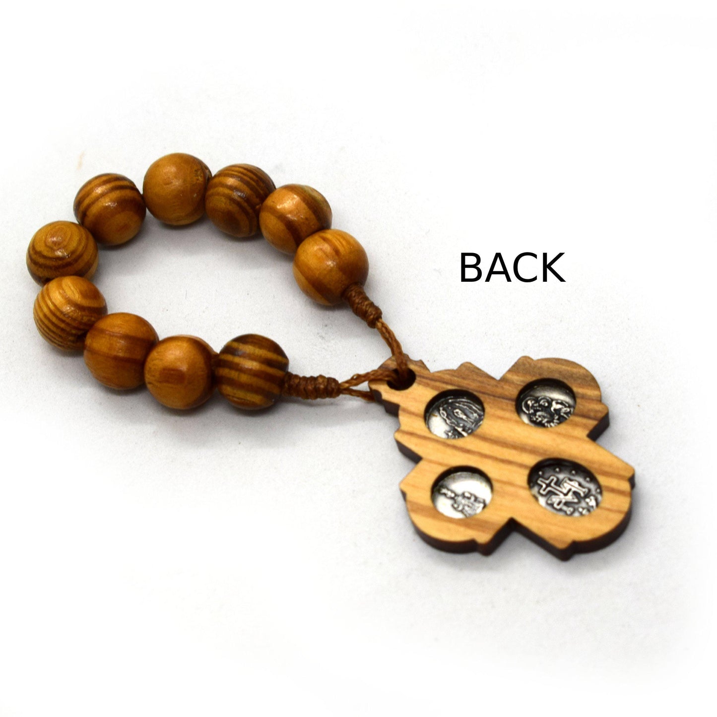 Olive Wood Pocket Rosary – One Decade Rosary with Scapular Cross – Catholic Travel Rosary Handmade in Italy