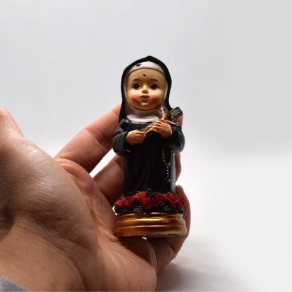 Saint Rita Mini Resin Statue – St. Rita of Cascia Pocket Statue, Italian Catholic Gift