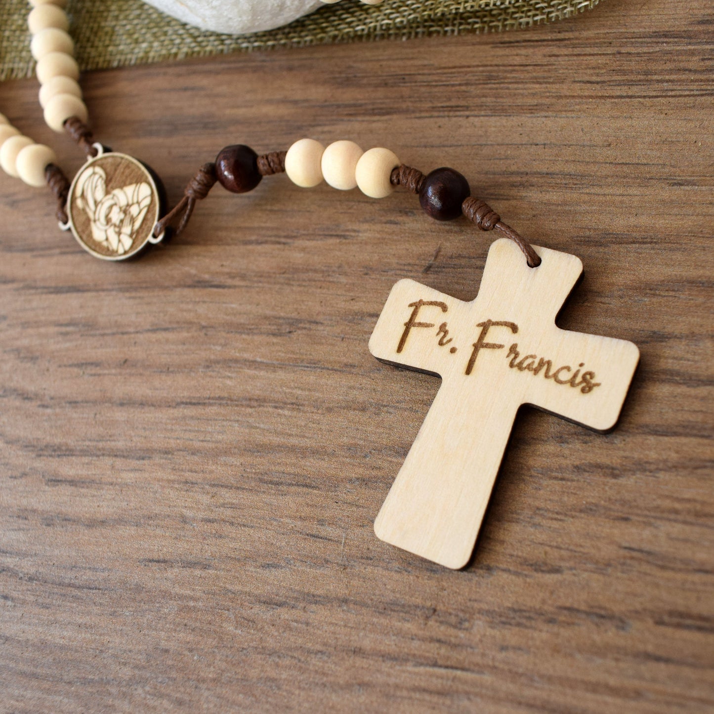 Personalized Wooden Name Rosary – Engraved Custom Rosary for Christening, First Communion & Confirmation | 5, 6 or 7 Decades