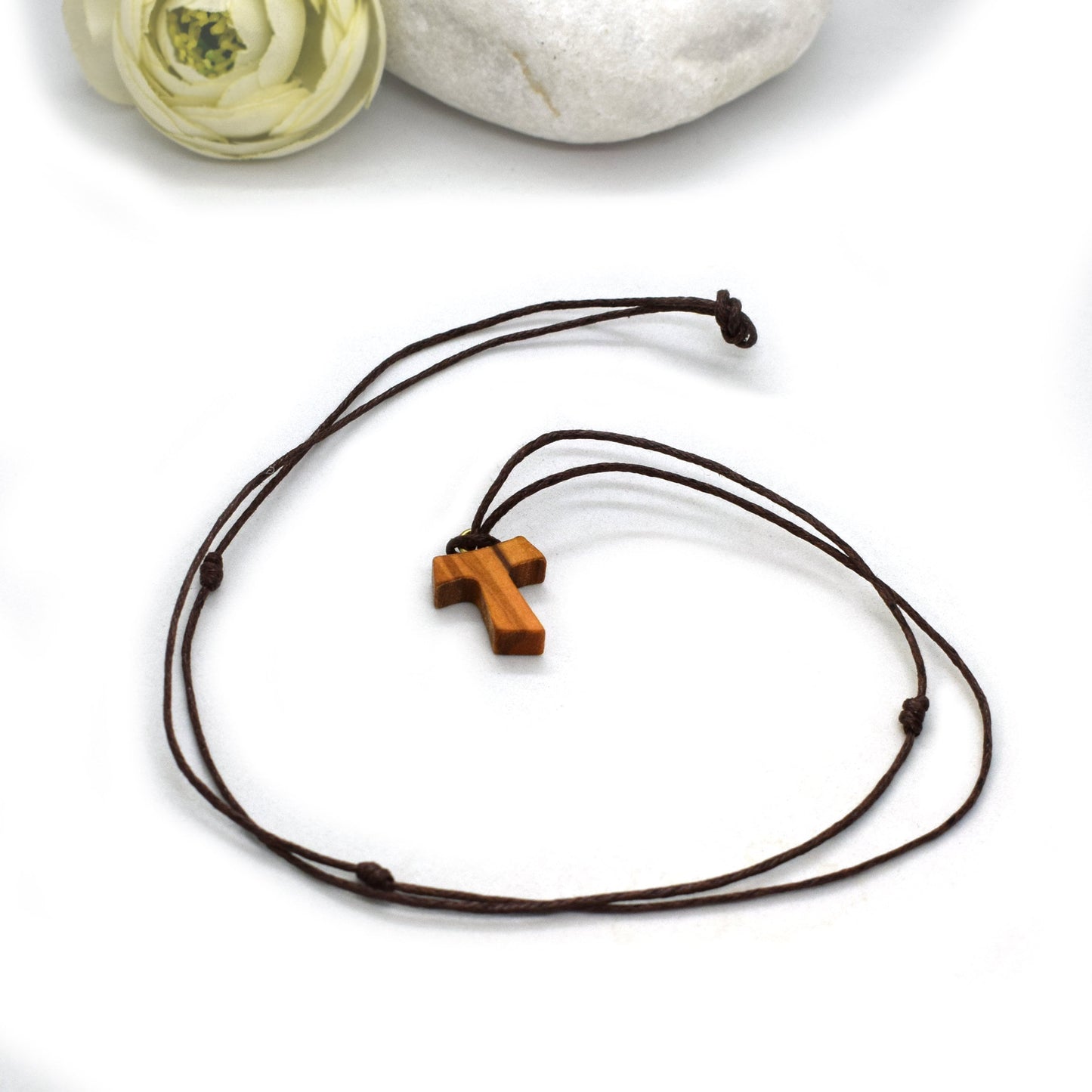 Tau Cross Olive Wood Pendant – Saint Francis of Assisi Necklace, Handmade Franciscan Pendant from Italy