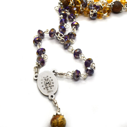 Miraculous Medal Rosary – Handmade Italian Gemstone & Crystal Catholic Rosary | First Communion & Confirmation Gift