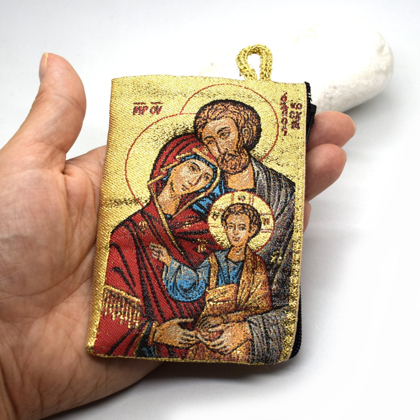 Holy Family Rosary Pouch ✝️ Icon Tapestry Case – Handmade Italian Catholic Gift