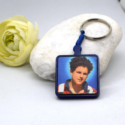 Saint Carlo Acutis Wooden Keychain – Handmade Catholic Gift