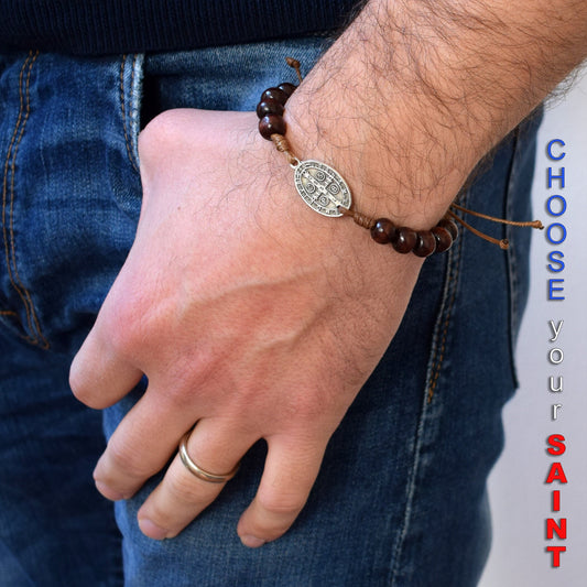 Personalized Saint Beaded Bracelet – Choose Your Patron Saint, Handmade Christian Gift