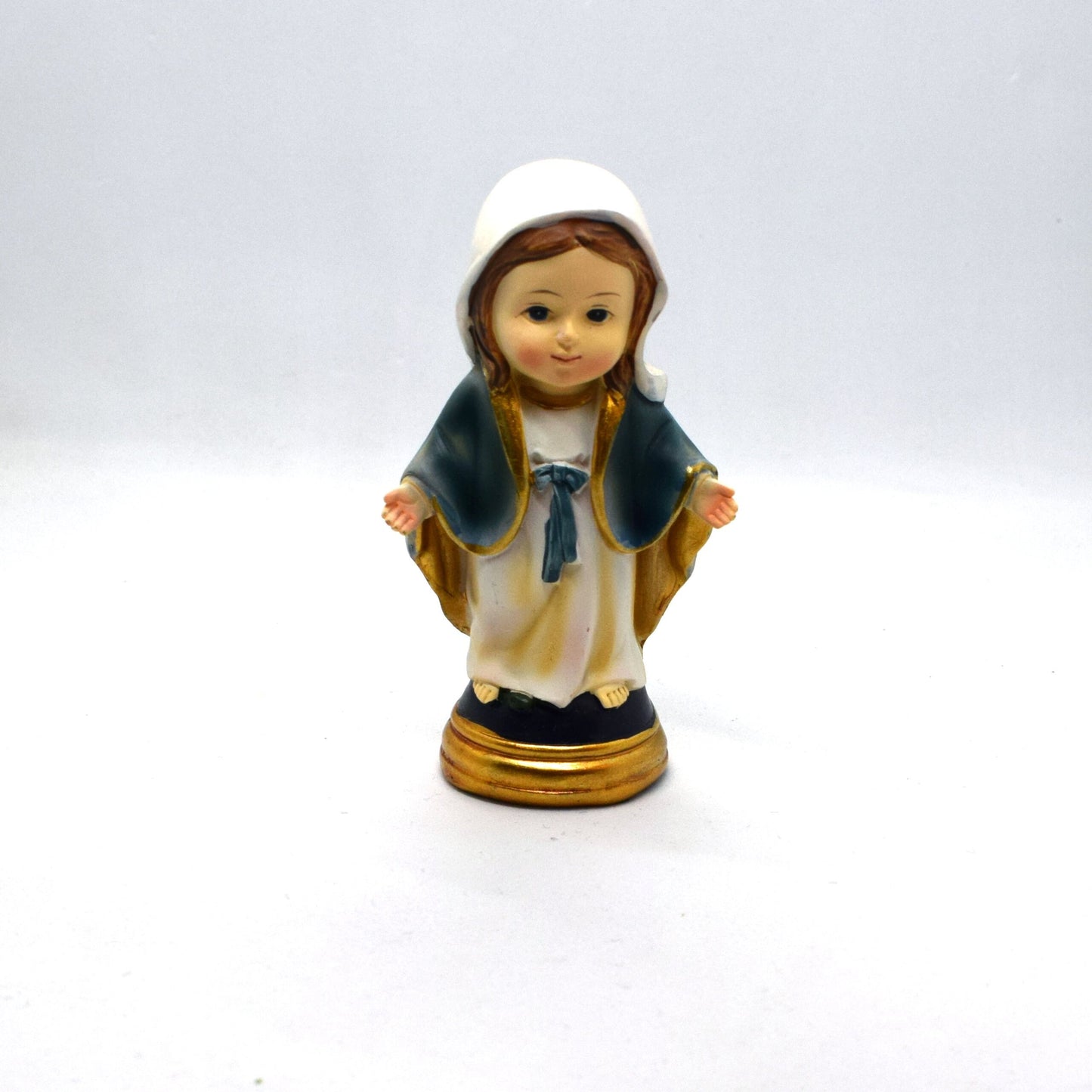 🌸 Our Lady Immaculate Resin Statue – Baby Blessed Virgin Mary Mini Pocket Statue – Italian Catholic Desk Figurine