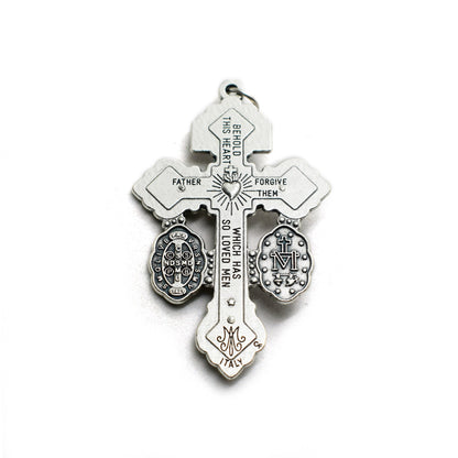 3-Way Pardon Crucifix Pendant | Miraculous & Saint Benedict Medal | Italian Indulgence Cross