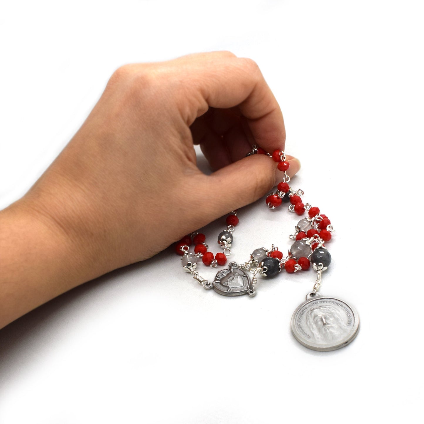 Holy Face of Jesus Chaplet | Crystal & Gemstone Unbreakable Rosary | Handmade in Italy | Confirmation & Faith Gift