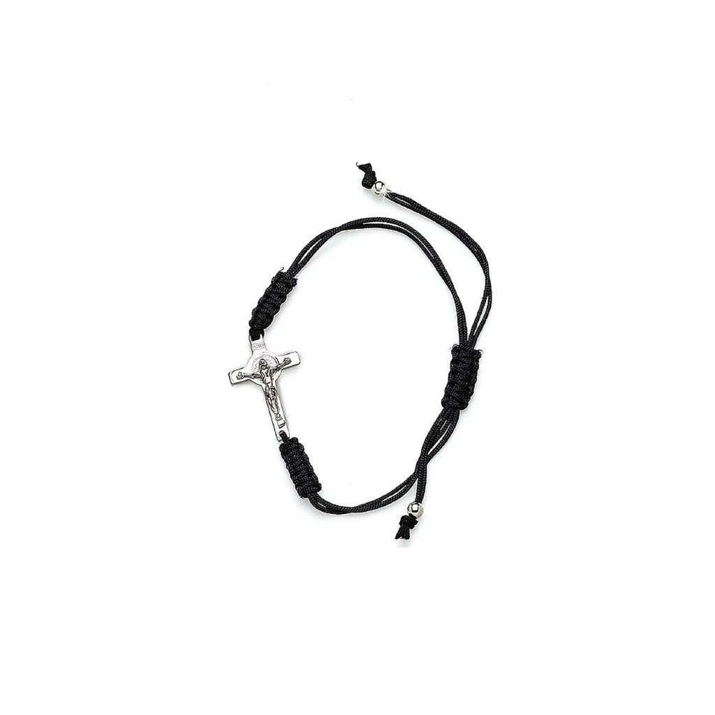 Saint Benedict Crucifix Bracelet – Rhodium Plated Sterling Silver, Handmade in Italy