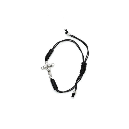 Saint Benedict Crucifix Bracelet – Rhodium Plated Sterling Silver, Handmade in Italy