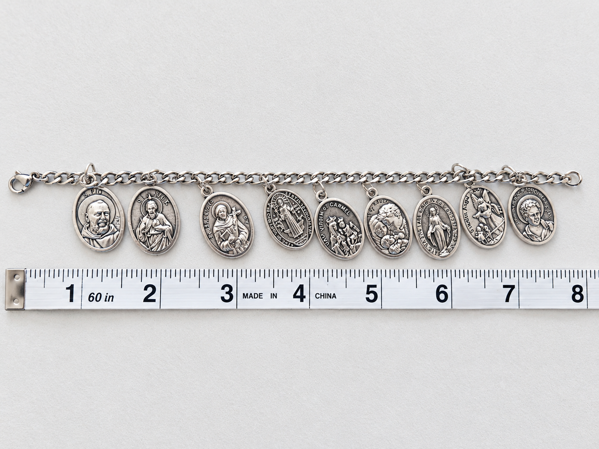 All Saints Bracelet – Catholic Saint Medal Bracelet, Unisex Stainless Steel Jewelry