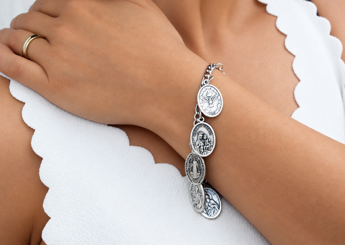 All Saints Bracelet – Catholic Saint Medal Bracelet, Unisex Stainless Steel Jewelry