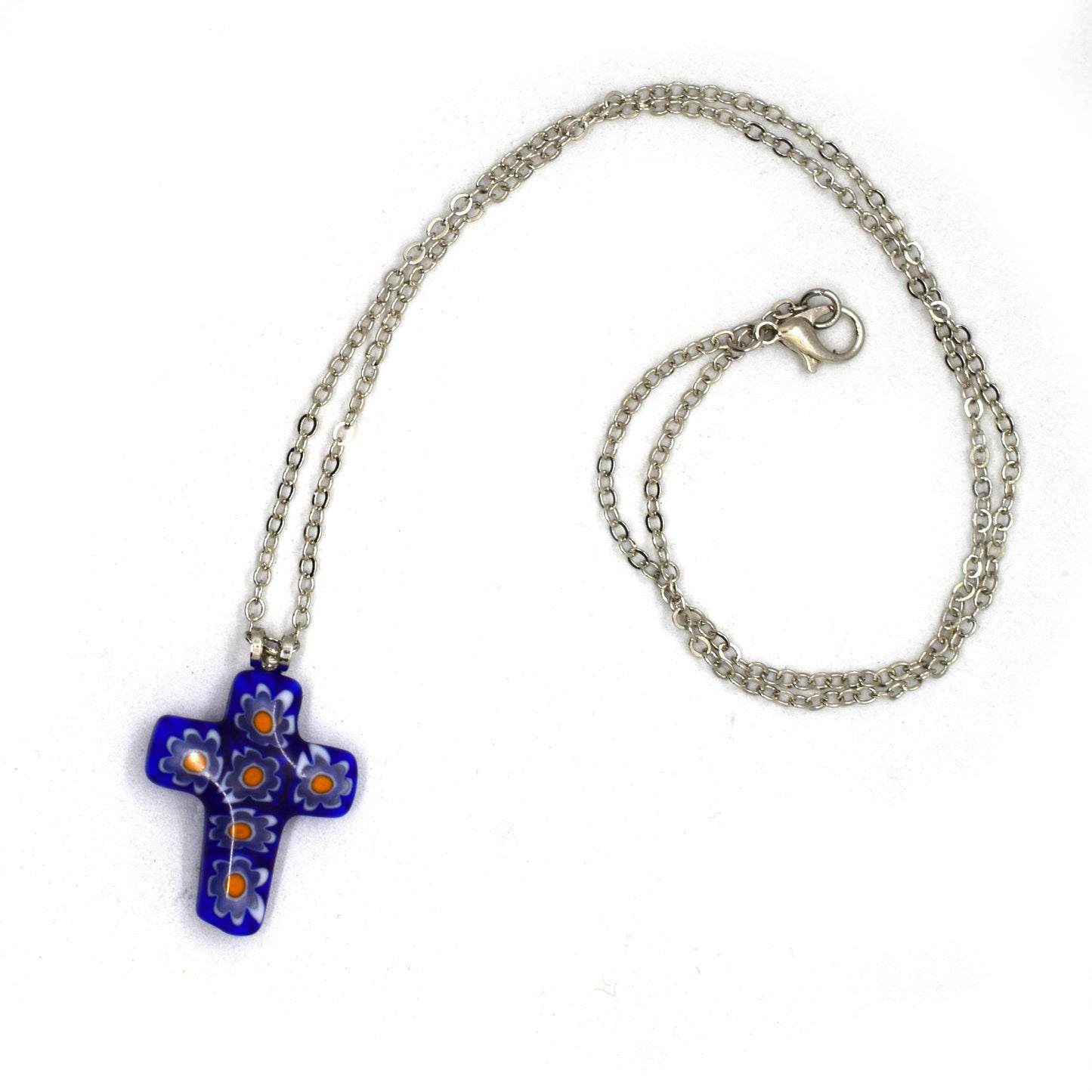 Millefiori Cross Pendant Necklace | Murano Glass Cross | Handmade Italian Religious Pendant ♥