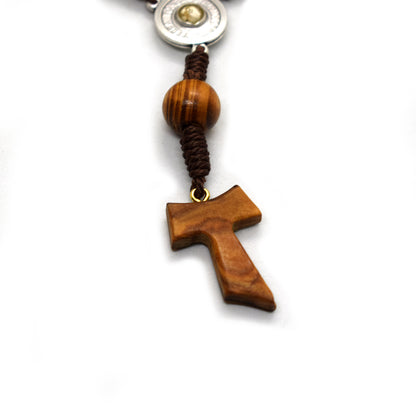 St Francis of Assisi Relic Rosary | Olive Wood Pocket Chaplet with Tau Cross