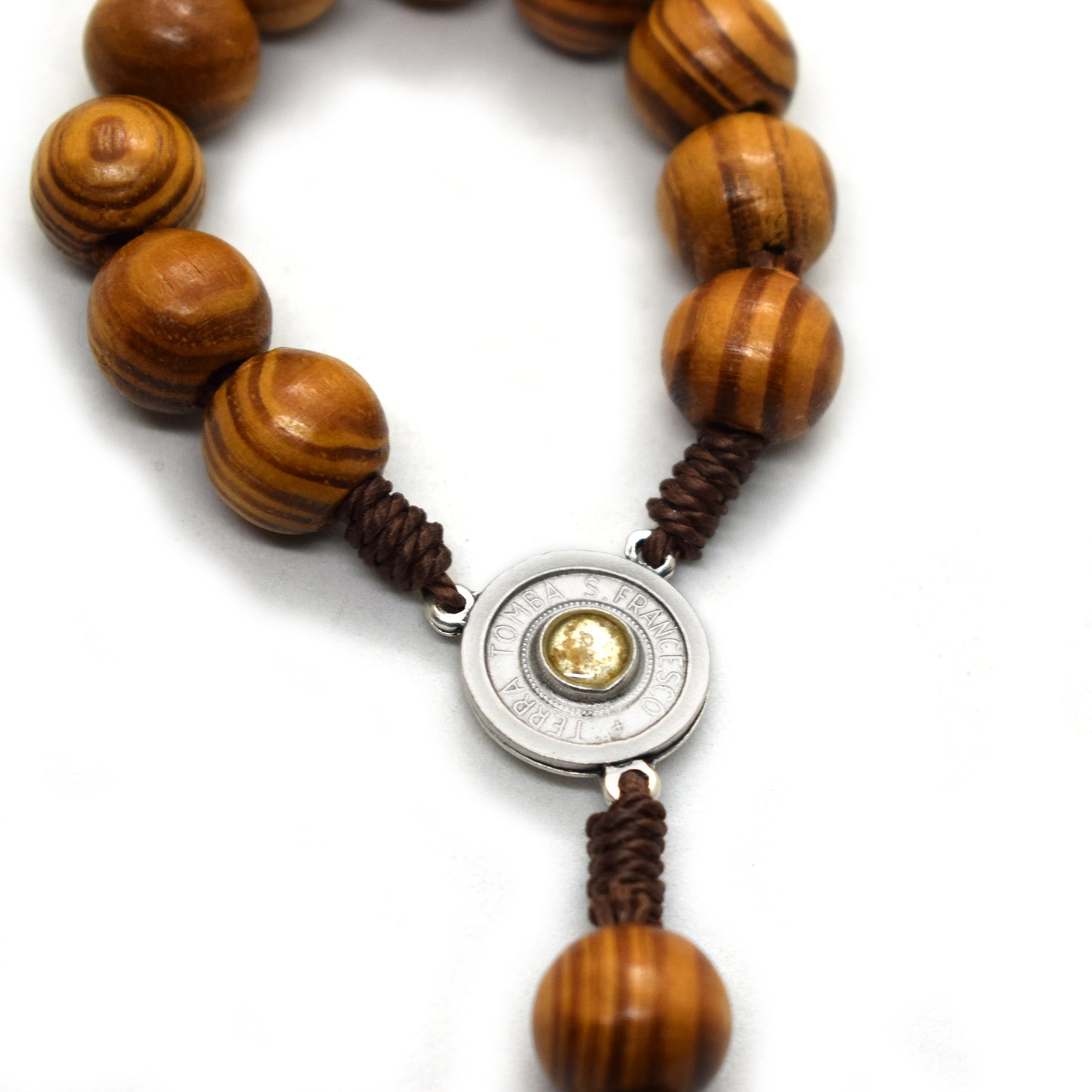 St Francis of Assisi Relic Rosary | Olive Wood Pocket Chaplet with Tau Cross