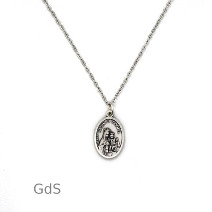 Our Lady of Mount Carmel Medal Necklace – Sacred Heart of Jesus – Stainless Steel Chain – Religious Gift - Grani di Senape Studio