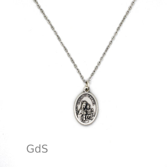 Our Lady of Mount Carmel Medal Necklace – Sacred Heart of Jesus – Stainless Steel Chain – Religious Gift - Grani di Senape Studio