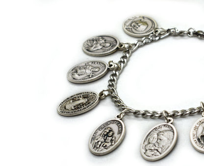All Saints Bracelet – Catholic Saint Medal Bracelet, Unisex Stainless Steel Jewelry
