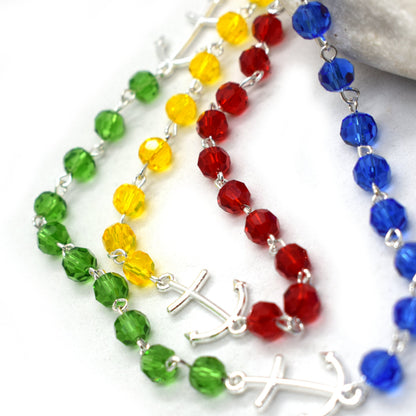 Pilgrims’ Jubilee Rosary with Official Logo – Handmade Crystal Beads Rosary - Grani di Senape Studio
