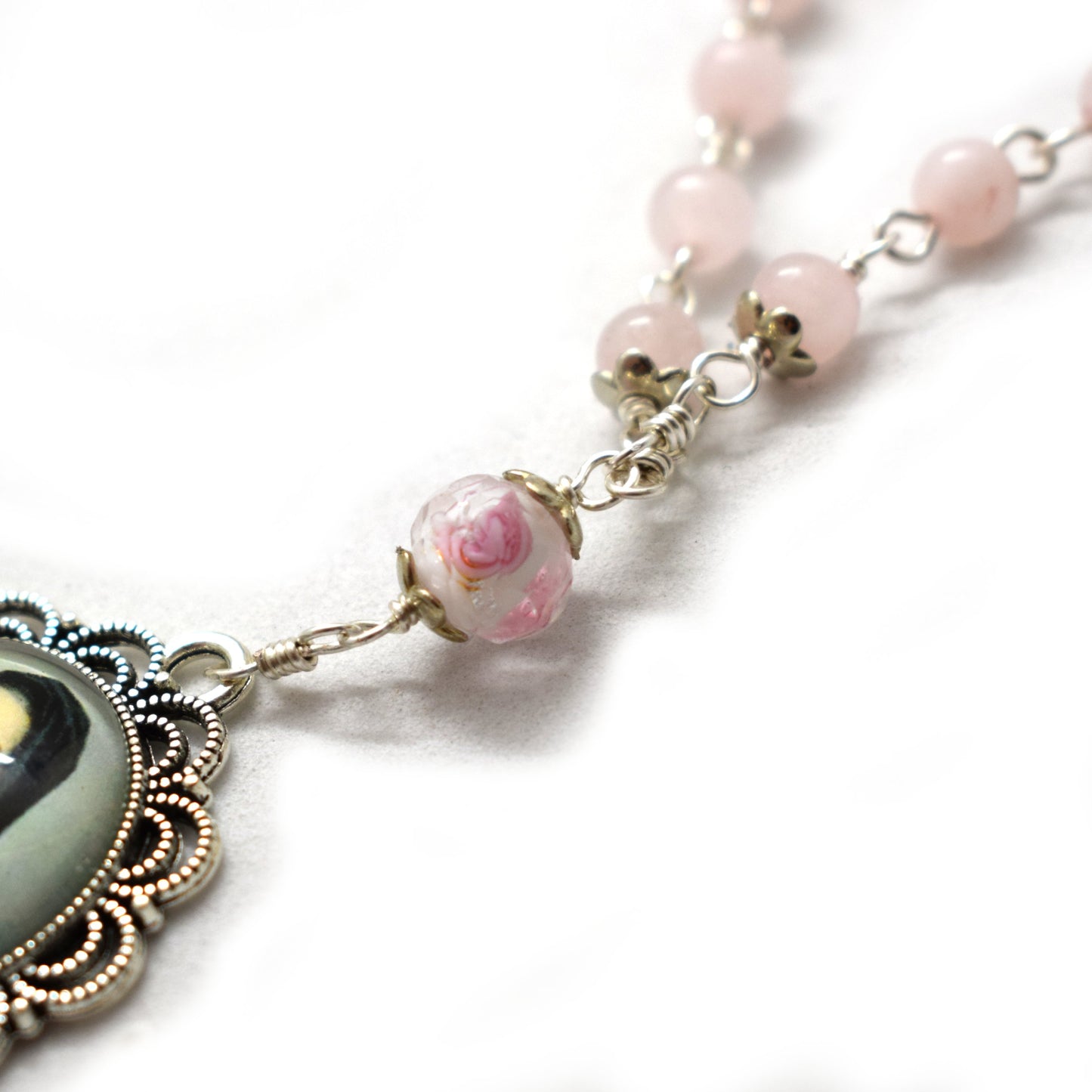 Saint Thérèse Chaplet – 24 Glories with Rose Quartz - Grani di Senape Studio