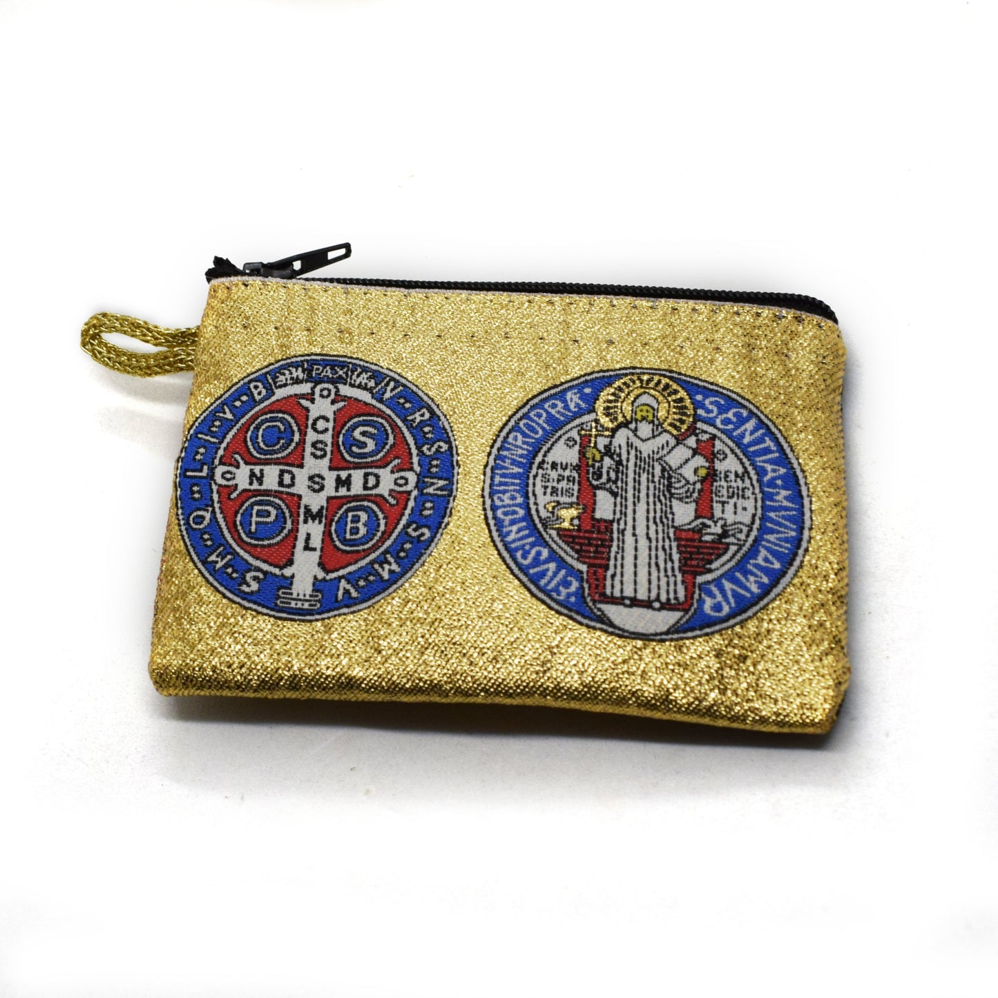 Saint Benedict Rosary Pouch – Medallion Tapestry Coin Bag - Grani di Senape Studio