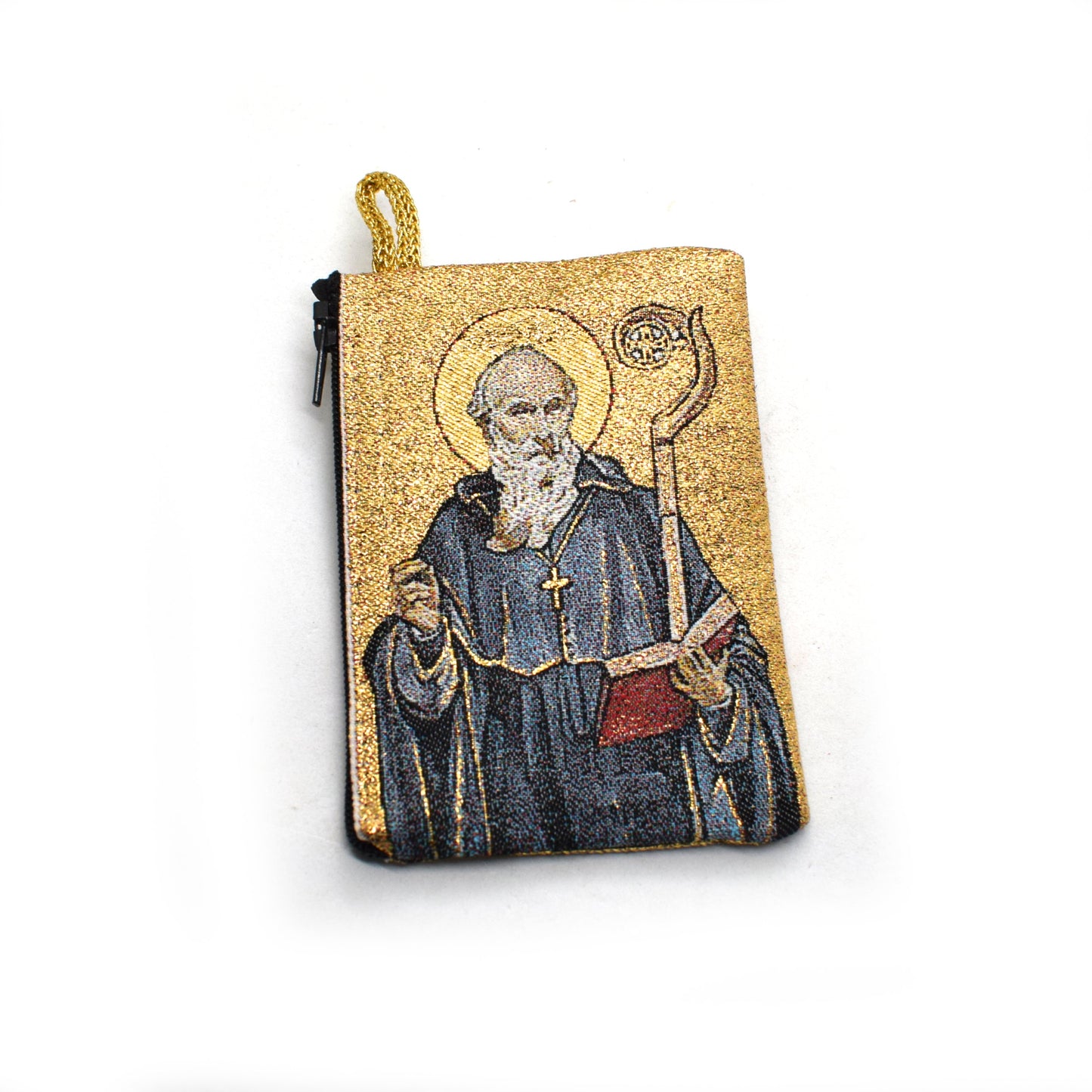 Saint Benedict Rosary Pouch – Medallion Tapestry Coin Bag - Grani di Senape Studio