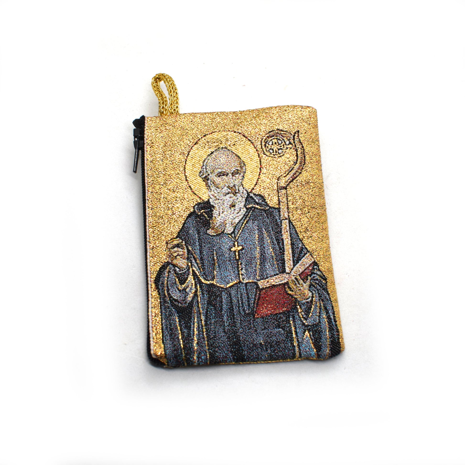 Saint Benedict Rosary Pouch – Medallion Tapestry Coin Bag - Grani di Senape Studio
