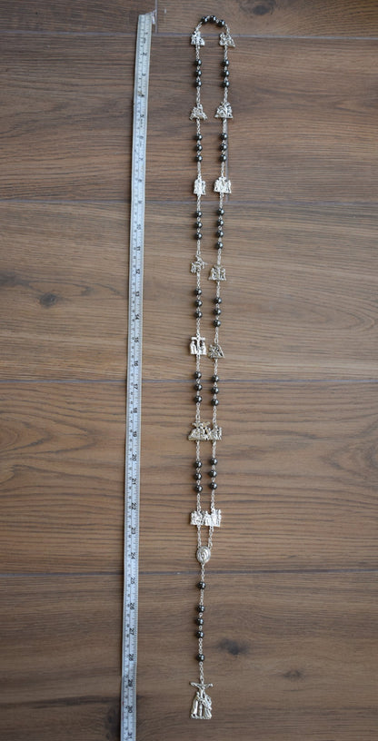 Stations of the Cross Rosary – Hematite Beads, Handmade Italian Via Crucis Chaplet - Grani di Senape Studio
