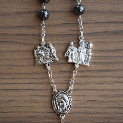 Stations of the Cross Rosary – Hematite Beads, Handmade Italian Via Crucis Chaplet - Grani di Senape Studio