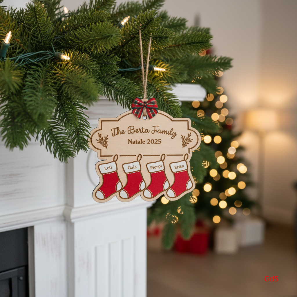 Personalized Wooden Christmas Ornament - Hand-Painted Family Stockings
