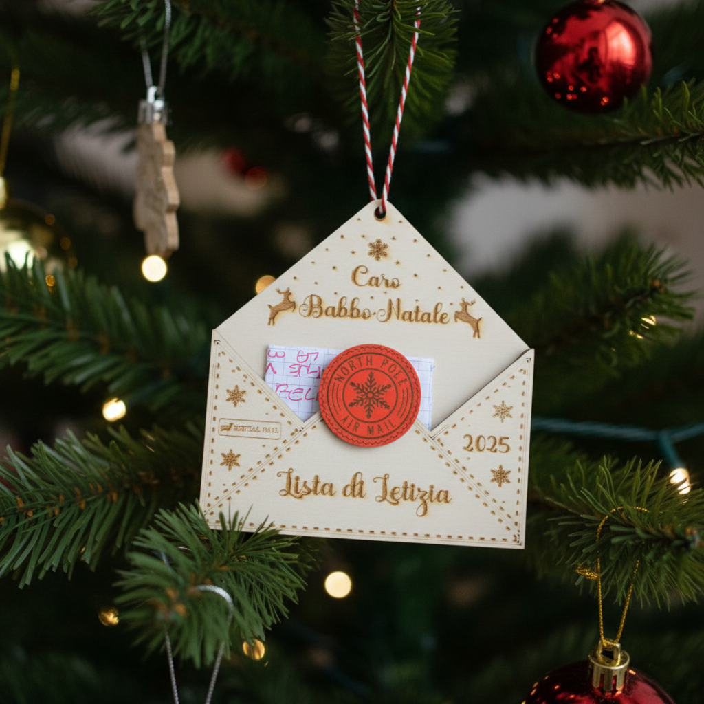 Personalized Wooden Santa Letter Ornament - Hand-Painted