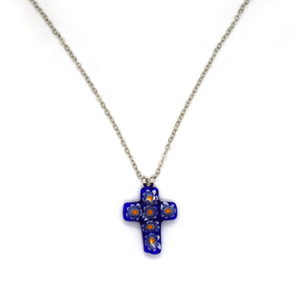 Millefiori Cross Pendant Necklace | Murano Glass Cross | Handmade Italian Religious Pendant ♥