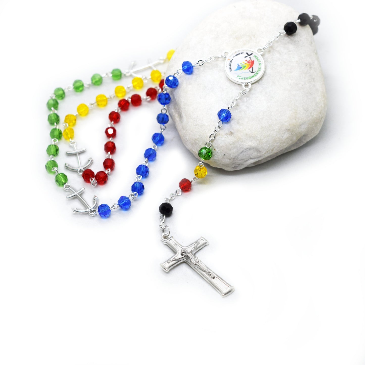 Pilgrims’ Jubilee Rosary with Official Logo – Handmade Crystal Beads Rosary - Grani di Senape Studio