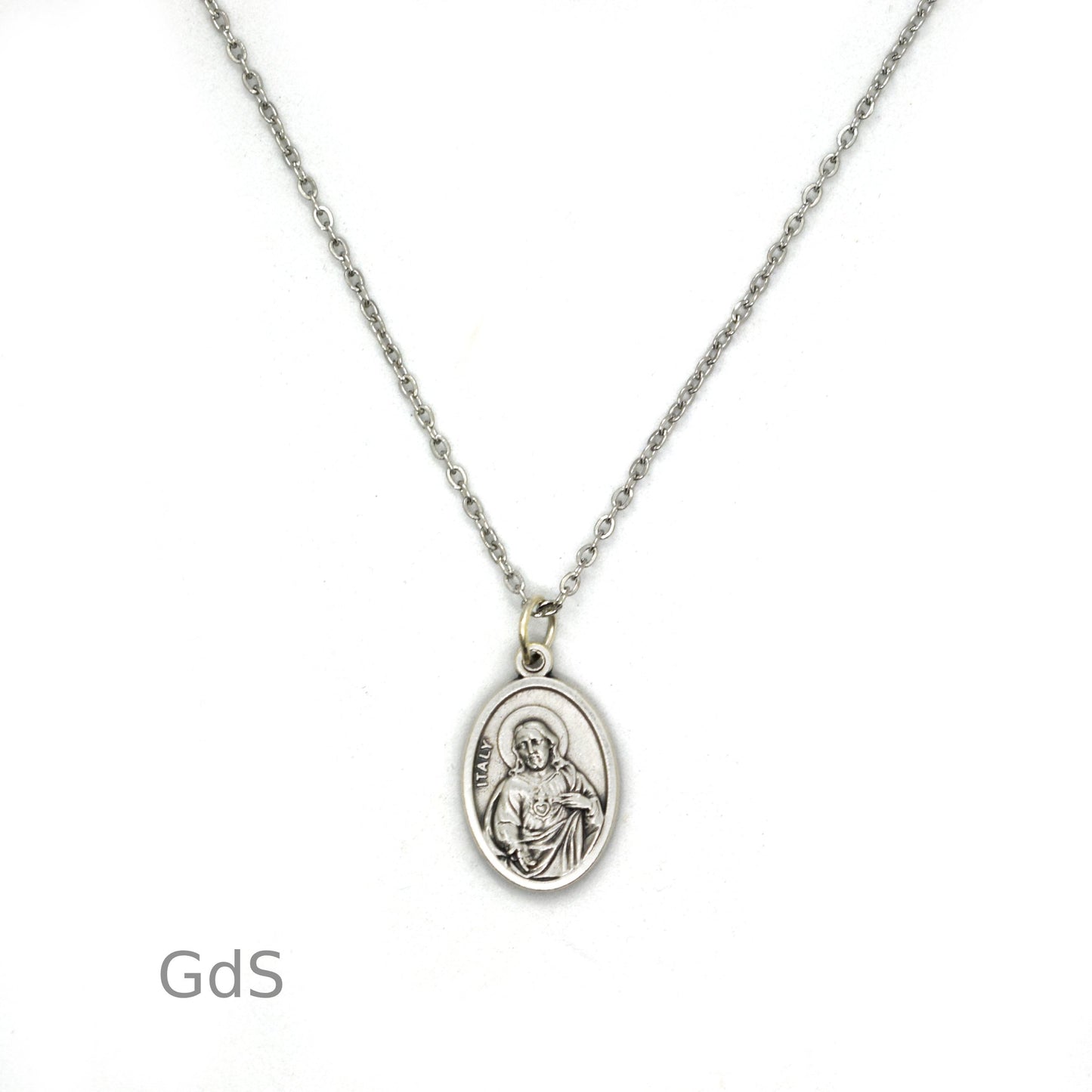 Our Lady of Mount Carmel Medal Necklace – Sacred Heart of Jesus – Stainless Steel Chain – Religious Gift - Grani di Senape Studio