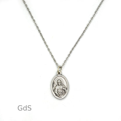 Our Lady of Mount Carmel Medal Necklace – Sacred Heart of Jesus – Stainless Steel Chain – Religious Gift - Grani di Senape Studio