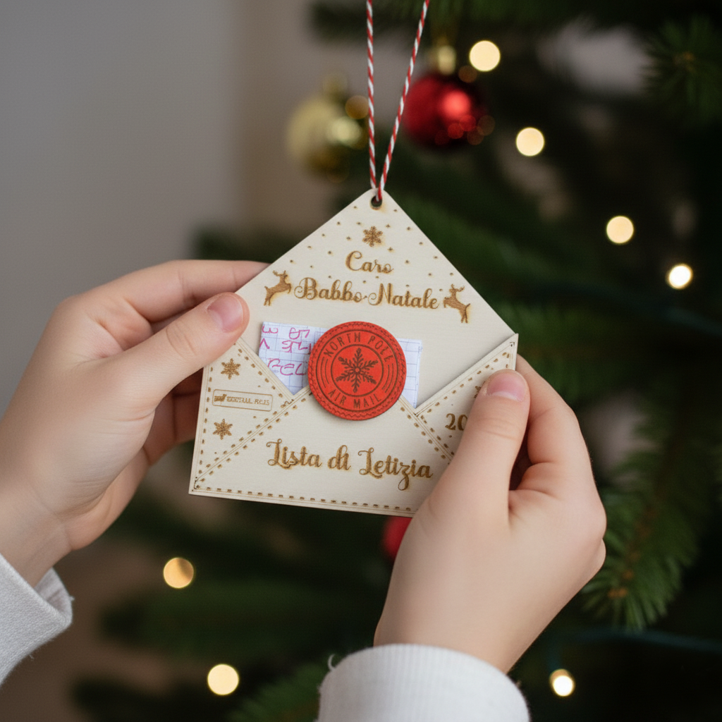 Personalized Wooden Santa Letter Ornament - Hand-Painted