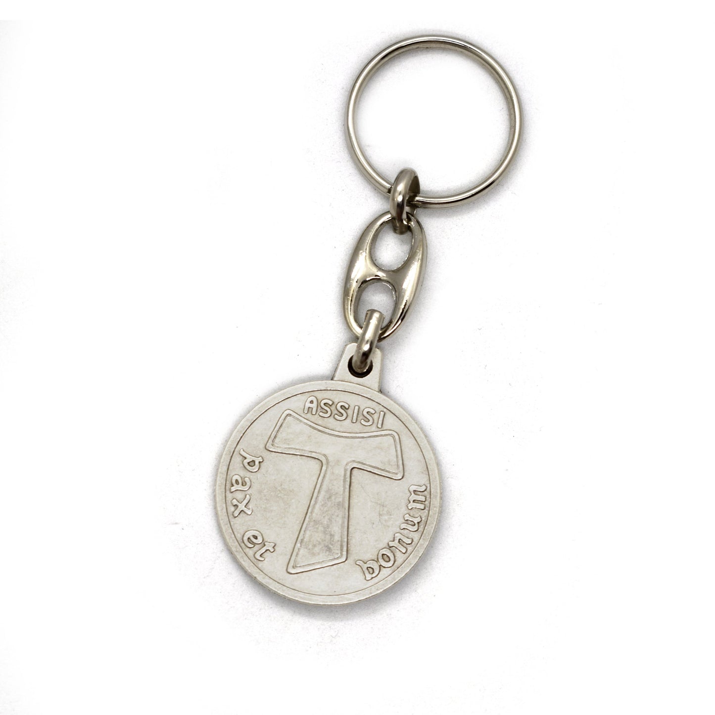 St. Francis of Assisi Keychain – 35mm Medal Tau Cross Pax et Bonum