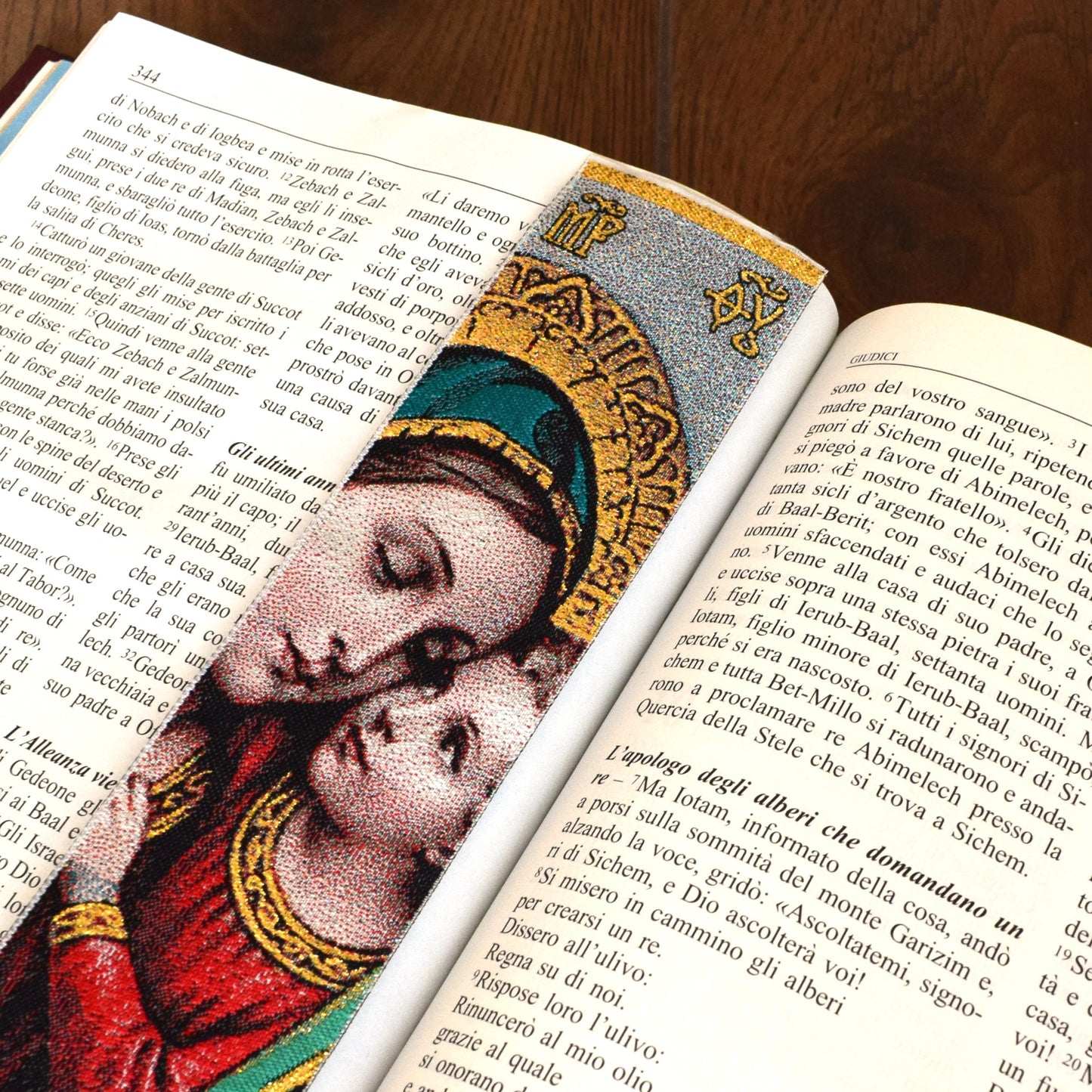Virgin Mary and Child Jesus Fabric Bookmark | Byzantine Icon Christian Art | Catholic Bible Bookmark Gift