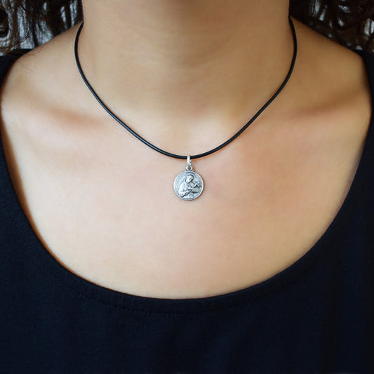 Saint Francis & Saint Clare Sterling Silver Medal Pendant – Italian Catholic Jewelry