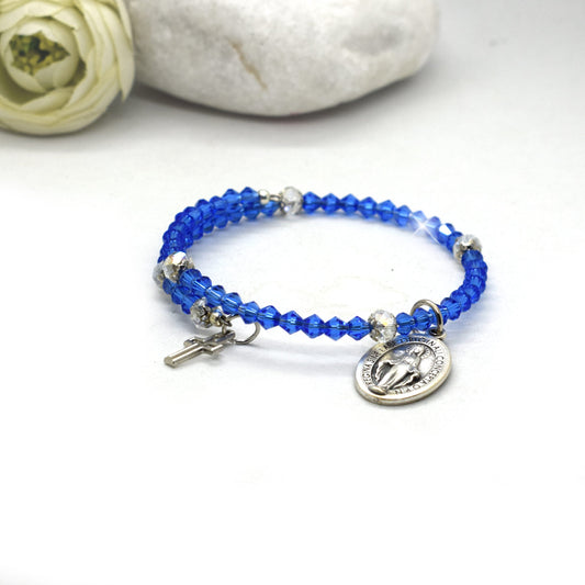 Saint Crystal Rosary Wrap Bracelet – Choose Your Saint | Beaded Christian Jewelry Gift for Her