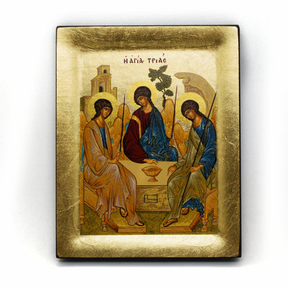 ✨ Orthodox Icon of the Holy Trinity – Andrei Rublev – Gold Leaf Wood Panel – Byzantine Religious Art