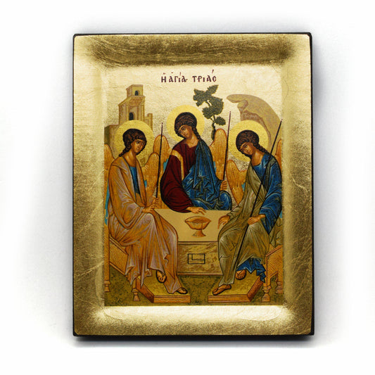 ✨ Orthodox Icon of the Holy Trinity – Andrei Rublev – Gold Leaf Wood Panel – Byzantine Religious Art