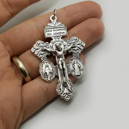 3-Way Pardon Crucifix Pendant | Miraculous & Saint Benedict Medal | Italian Indulgence Cross