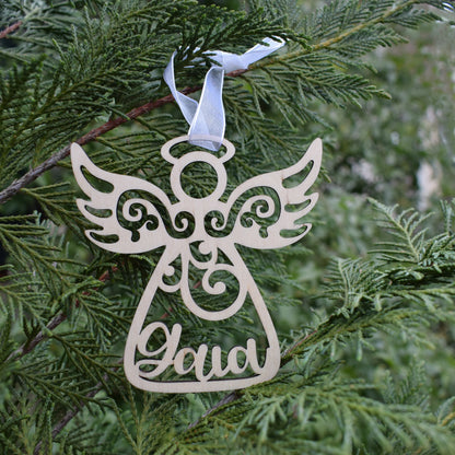Personalized Angel Ornament – Custom Name Laser-Cut Birchwood Keepsake | Baptism, First Communion, Birthday & Memorial Gift 🎁