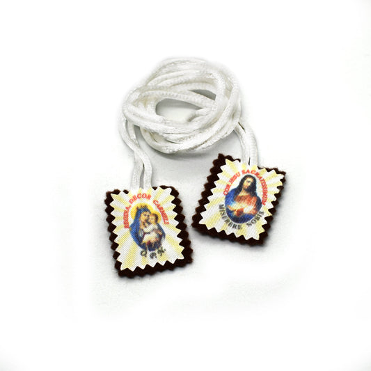 Brown Scapular of Our Lady of Mount Carmel & Sacred Heart of Jesus – Traditional Catholic Scapular Handmade in Italy