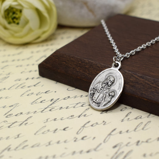 St. Anne Medal Necklace | Patron Saint of Canada | Christian Jewelry Gift