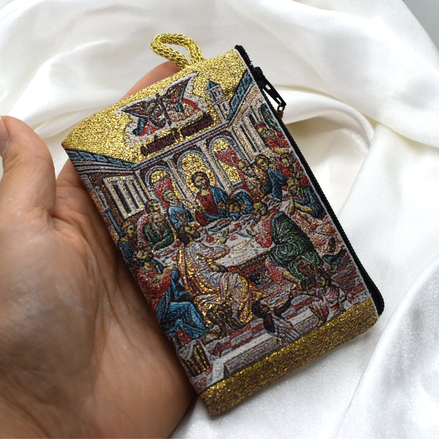 Last Supper Rosary Pouch – Jesus and Apostles Tapestry Wallet, Catholic Gift